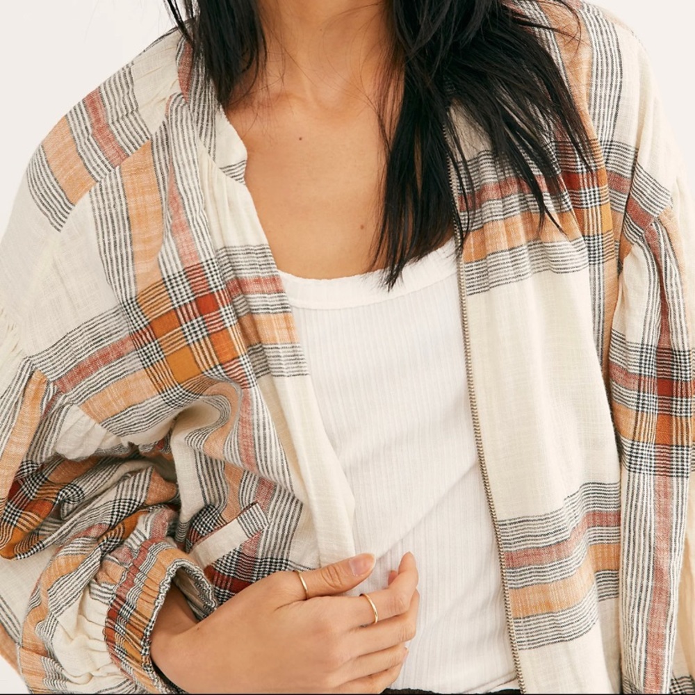 Free People Mattie Plaid Bomber Jacket